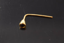 Authentic 18K Yellow Gold L-Shaped Nose Pin Stud Black Birth Stone n48 - Royal Dubai Jewellers