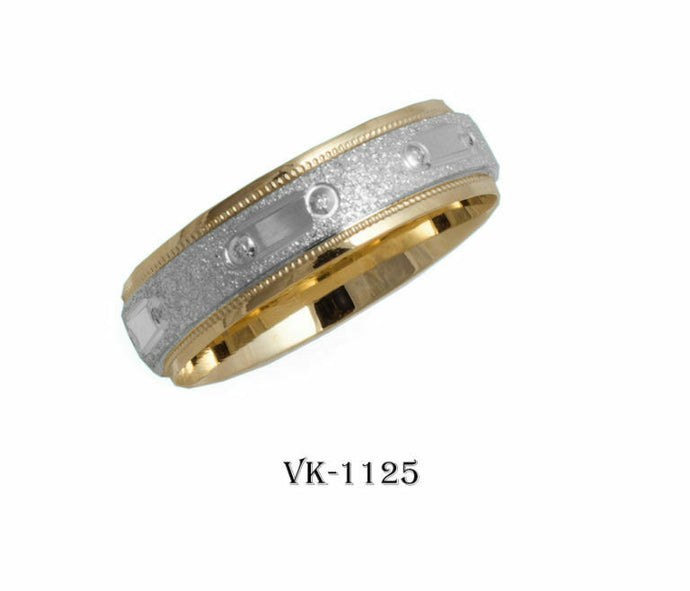 14k Solid Gold Elegant Ladies Modern Distress Finish Flat Band 6mm Ring VK1125v - Royal Dubai Jewellers