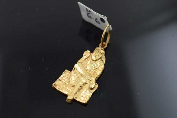 22k 22ct Solid Gold ELEGANT Simple Diamond Cut Religious Sai Baba Pendant P1515 - Royal Dubai Jewellers