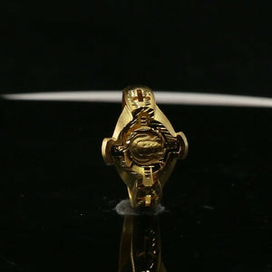 22k Ring Solid Gold ELEGANT Charm Jesus Cross Band SIZE 11 "RESIZABLE" r2332z - Royal Dubai Jewellers