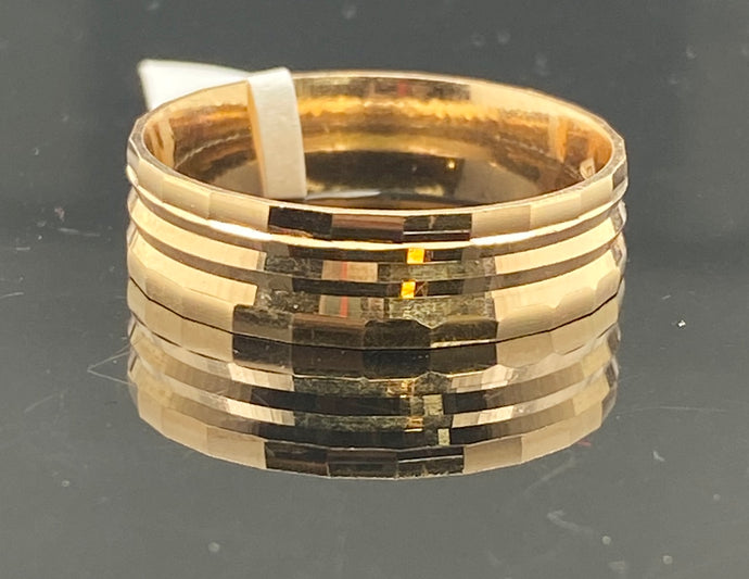 18k Solid Gold Ring Band Plain Minimalistic Jewelry Design R2600 - Royal Dubai Jewellers