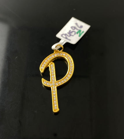 22K Solid Gold Letter P Pendant P4596z - Royal Dubai Jewellers