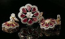 22k Pendant Set Solid Gold ELEGANT Classic Round Floral With Ruby Stone p2136 - Royal Dubai Jewellers
