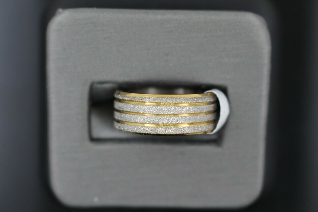 18k Solid Gold Elegant Ladies Modern Sand Finish Band Ring R9221m - Royal Dubai Jewellers