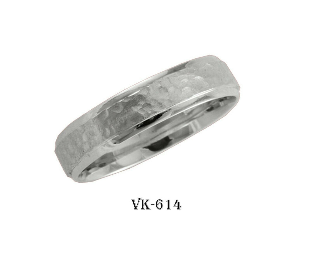 18k Solid Gold Elegant Ladies Modern Hammer Finish Flat Band 5mm Ring VK614v(W) - Royal Dubai Jewellers