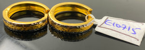 22K Solid Gold Two Tone Designer Hoops E10715 - Royal Dubai Jewellers
