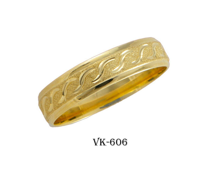 18k Solid Gold Elegant Ladies Modern Wire Matte Flat Band 5mm Ring VK606v(Y) - Royal Dubai Jewellers