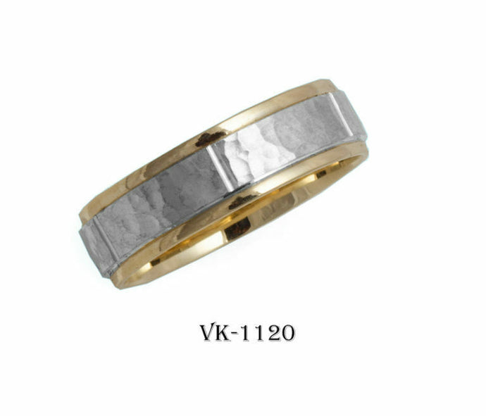 14k Solid Gold Elegant Ladies Modern Shiny Hammered Flat Band 6mm Ring VK1120v - Royal Dubai Jewellers