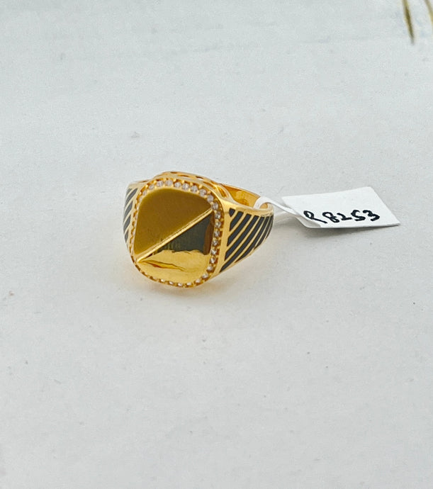 21K Solid Gold Elegant Zircon Ring R8253 - Royal Dubai Jewellers