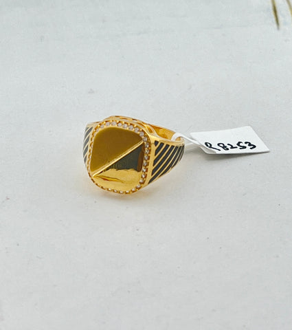21K Solid Gold Elegant Zircon Ring R8253 - Royal Dubai Jewellers