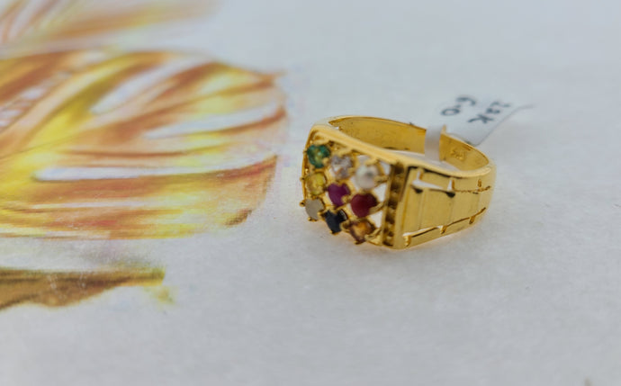 22K Solid Gold Multicolored Signet Ring R7672 - Royal Dubai Jewellers