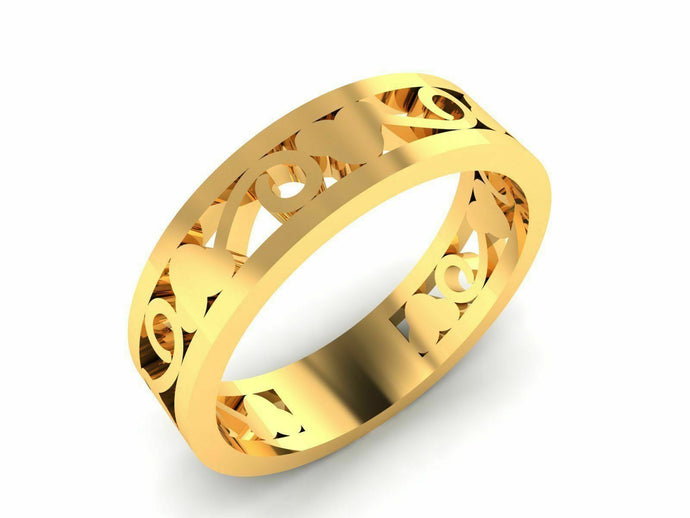 22k Ring Solid Yellow Gold Ladies Jewelry Modern Heart Pattern Insert CGR15 - Royal Dubai Jewellers