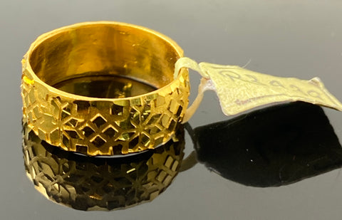 22k Solid Gold Ladies Designer Diamond Cutting Embossed Band Ring R3939 - Royal Dubai Jewellers