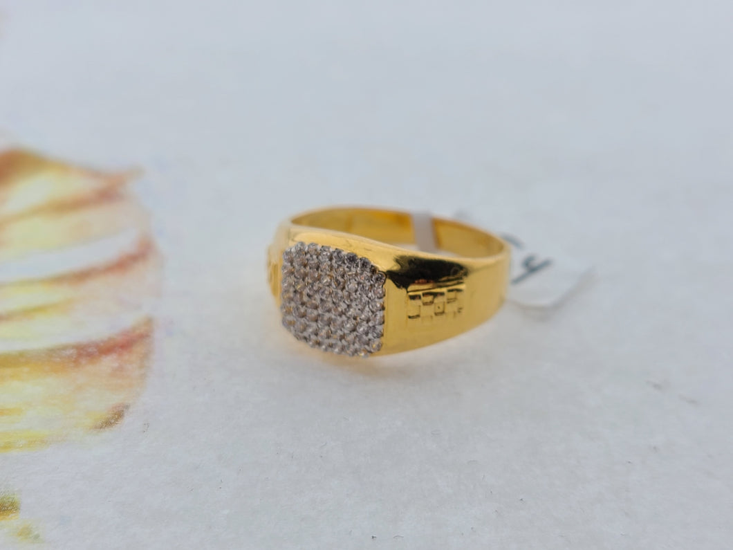 22K Solid Gold Zircon Ring R8457 - Royal Dubai Jewellers