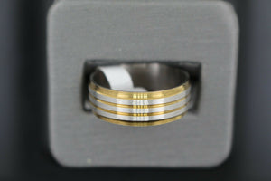 18k Solid Gold Elegant Ladies Modern Disc Finish Band Ring R9003m - Royal Dubai Jewellers