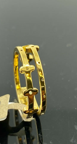22k Ring Solid Gold ELEGANT Simple High Polish Double Ring Ladies Band r2096z - Royal Dubai Jewellers