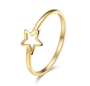 Solid Gold Ring Simple Band with Cute Star Symbol Design SM22 - Royal Dubai Jewellers