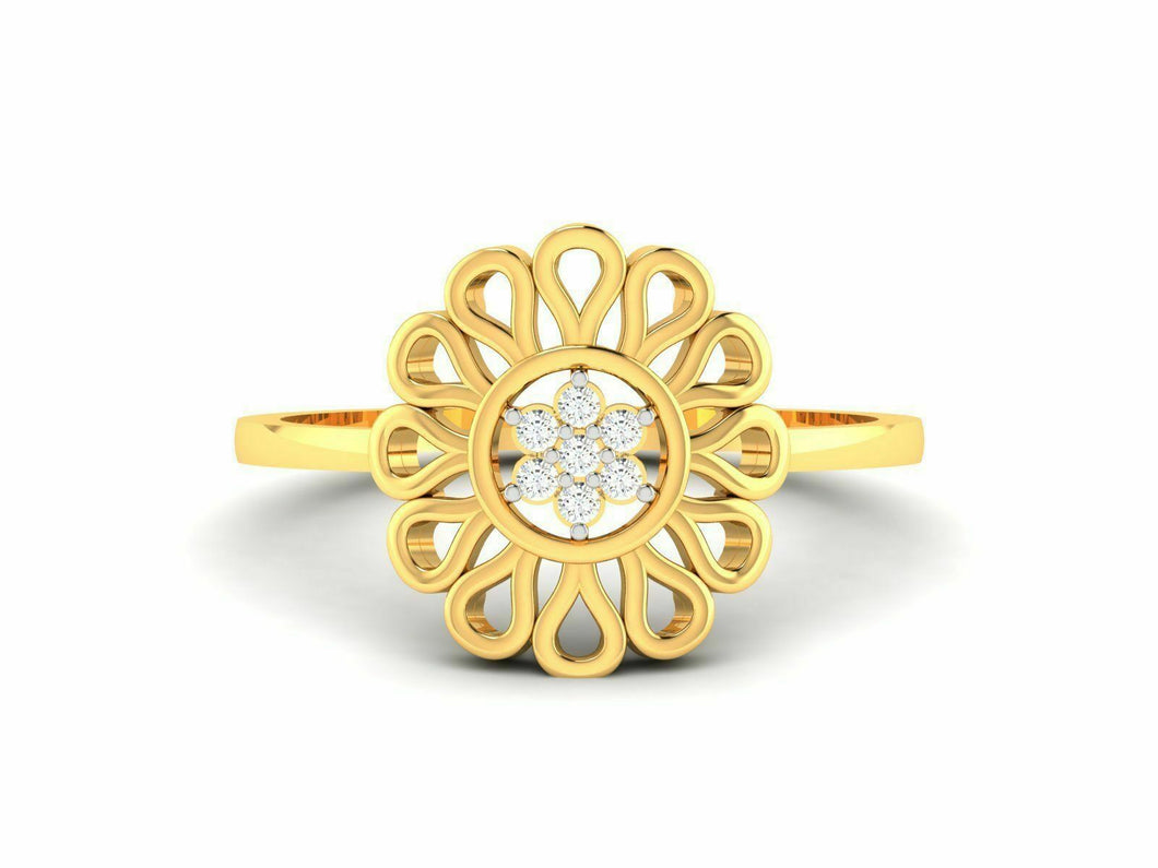 22k Solid Yellow Gold Ladies Jewelry Elegant Floral Design Ring CGR85 - Royal Dubai Jewellers