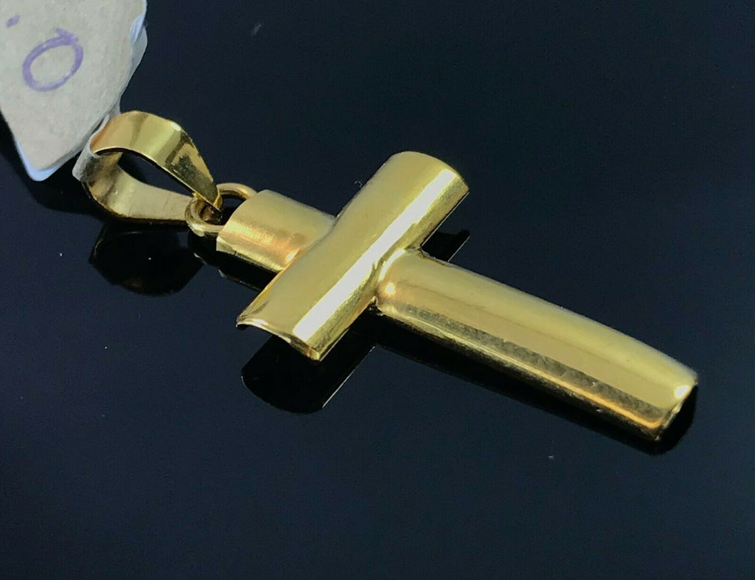 22k Pendant Solid Gold Simple Christian Cross Half Round Finished Design P943 - Royal Dubai Jewellers