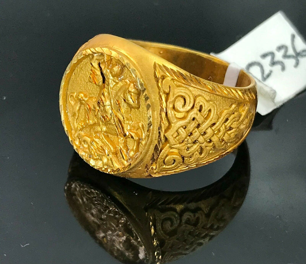22k Ring Solid Gold ELEGANT Charm Men Medieval Ring SIZE 9.5 