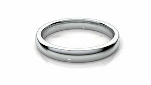 14k Solid Gold 3mm Comfort Fit Wedding Flat Band in 14k White Gold "All sizes " - Royal Dubai Jewellers