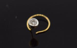 Authentic 18K Yellow Gold Nose Ring Round-Cut-Diamond VS2 n073 - Royal Dubai Jewellers