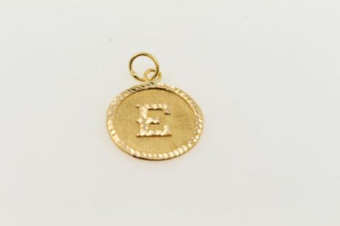 22k 22ct Solid Gold Charm Letter E Pendant Round Design p1079 ns - Royal Dubai Jewellers