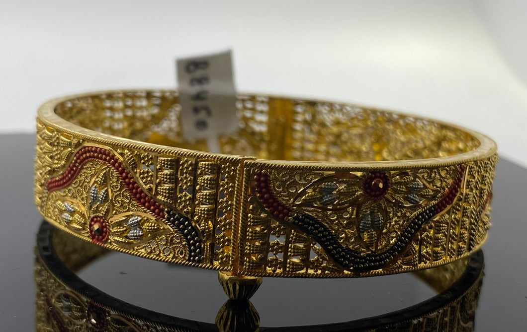22K Solid Gold Designer Wide Bangle With Screw B8450 - Royal Dubai Jewellers