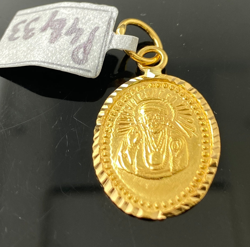 22k Solid Gold Simple Sikh Religious Guru Nanak Pendent p4433 - Royal Dubai Jewellers