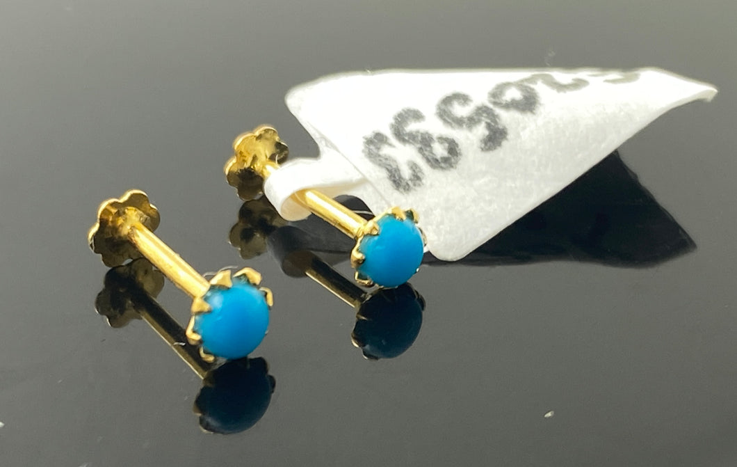 18K Solid Gold Studs With Stones E20533 - Royal Dubai Jewellers