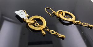 21K Solid Gold Dangling French Hook Earrings E11489 - Royal Dubai Jewellers