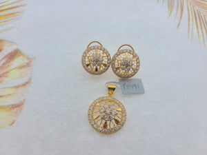 22K Solid Gold Zircon Pendant Set P5491 - Royal Dubai Jewellers