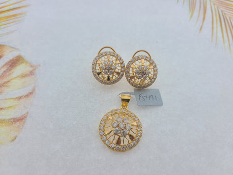22K Solid Gold Zircon Pendant Set P5491 - Royal Dubai Jewellers