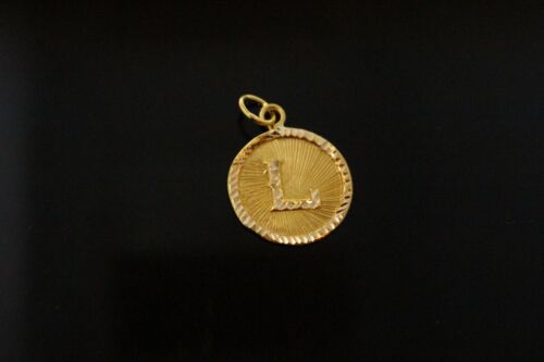 22k Pendant Solid Gold Charm Letter L Pendant Round Design p1085 ns - Royal Dubai Jewellers