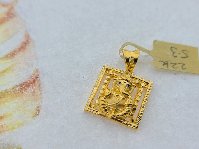 22K Solid Gold Lord Ganesh Pendant P5409 - Royal Dubai Jewellers