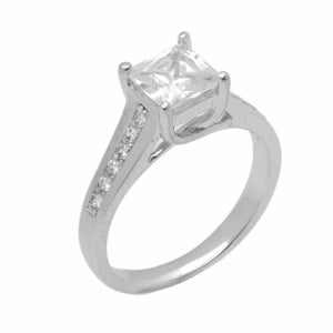 14k Solid Gold Elegant ladies Modern Tapered Square Solitaire Ring D2039v - Royal Dubai Jewellers