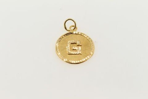 22k 22ct Solid Gold Charm Letter G Pendant Round Design p1082 ns - Royal Dubai Jewellers