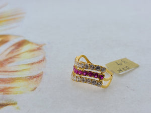 22K Solid Gold Zirconia Ring R8691 - Royal Dubai Jewellers
