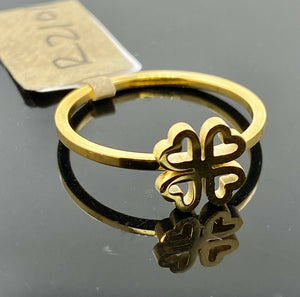 22k Ring Solid Gold ELEGANT Simple Four Heart Clover Ladies Band r2101z - Royal Dubai Jewellers