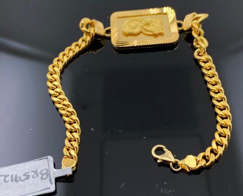 21K Solid Gold Cuban Bracelet With Queen Charm Br5912 - Royal Dubai Jewellers