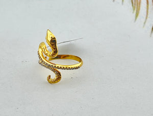 21K Solid Gold Zircon Snake Ring R8282 - Royal Dubai Jewellers
