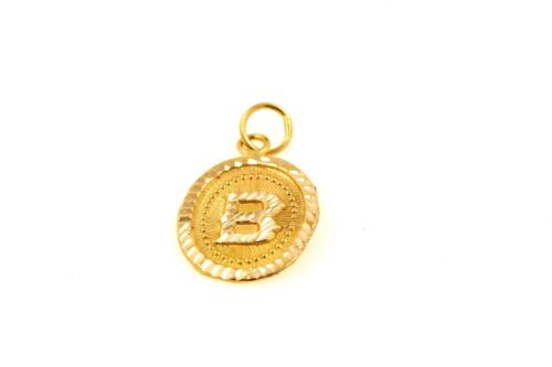 22k 22ct Solid Gold Charm Letter B Pendant Oval Design p1163 ns - Royal Dubai Jewellers