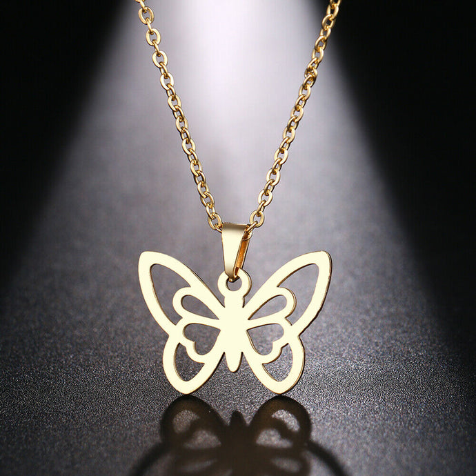 Solid Gold Cute Butterfly Pendant with High Polished Finishing SP10 - Royal Dubai Jewellers