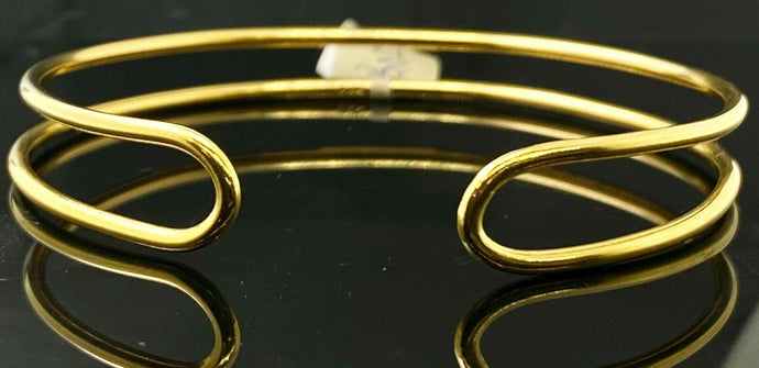 22k Bangle Solid Gold Simple Ladies Designer Spring Cuff Design BR200 - Royal Dubai Jewellers