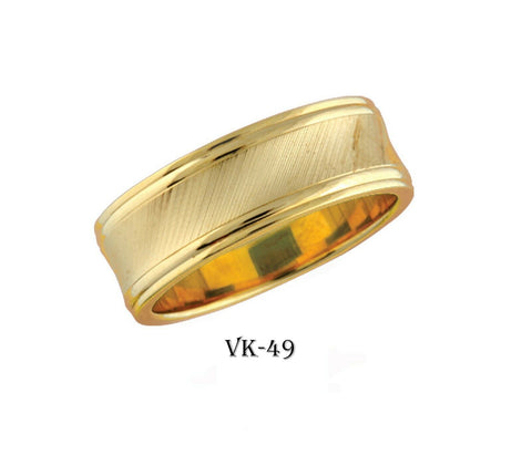 14k Solid Gold Elegant Ladies Modern Concave Finish Flat Band 8MM Ring Vk49v - Royal Dubai Jewellers