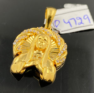 22K Solid Gold Catholic Mother Mary Pendant P4729 - Royal Dubai Jewellers