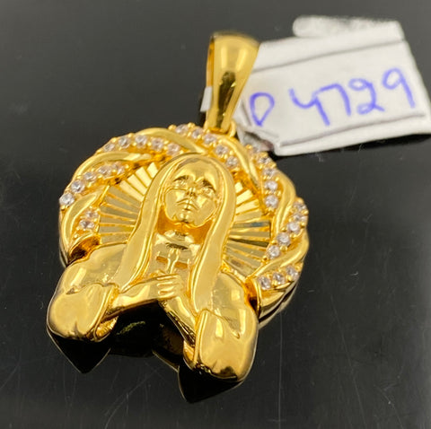 22K Solid Gold Catholic Mother Mary Pendant P4729 - Royal Dubai Jewellers
