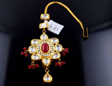 22k 22ct Yellow Gold ELEGANT KUNDAN RUBY STONE MANG TIKKA TIKA BRIDAL WOMAN T7 - Royal Dubai Jewellers