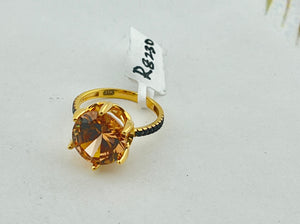 21K Solid Gold Zircon Ring R8230 - Royal Dubai Jewellers