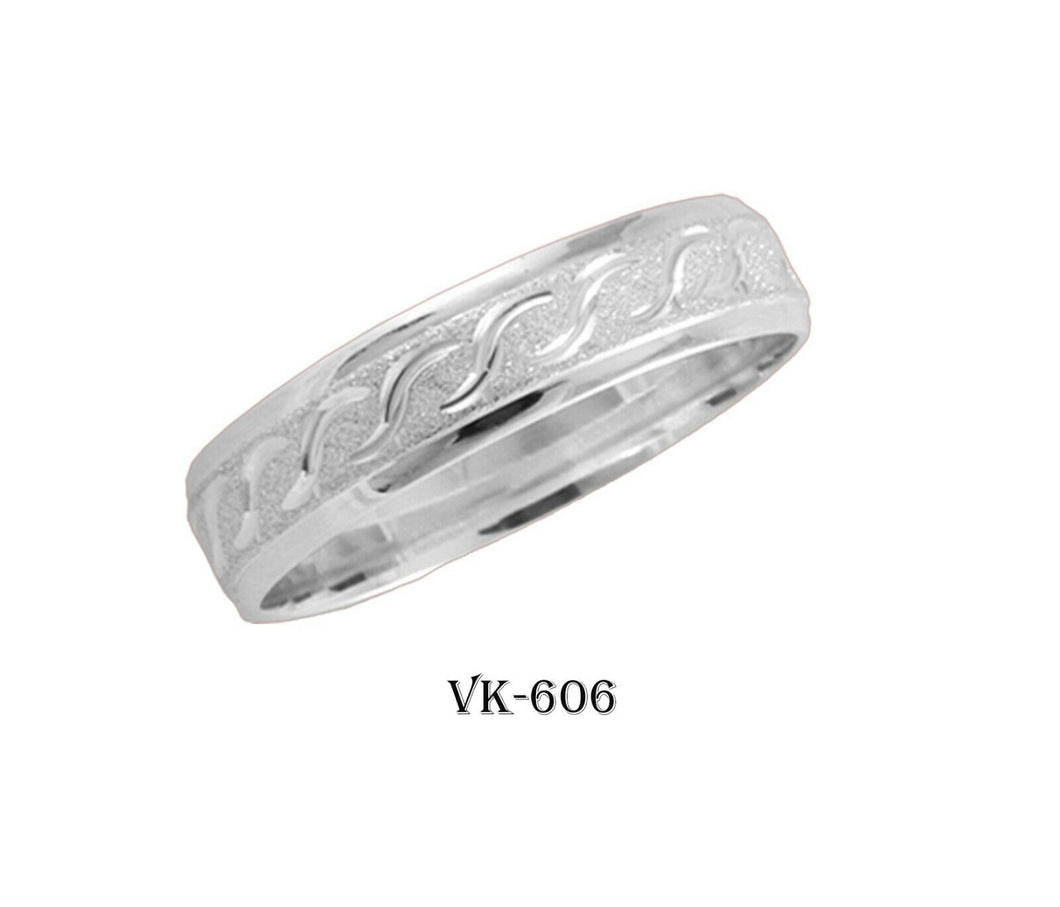 18k Solid Gold Elegant Ladies Modern Wire Matte Flat Band 5mm Ring VK606v(W) - Royal Dubai Jewellers